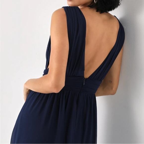 NWT Lulu's Heavenly Hues Maxi Dress Navy Blue Size M High Leg Slit Party Wedding - Picture 2 of 12